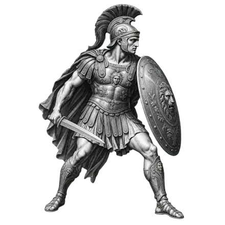 Gravure de Mars, dieu de la guerre, en armure